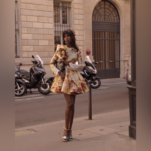 Pinko Floral Bustier Mini Dress – Corset Bodice, Fit & Flare (Size 2 / XS) - Picture 8 of 12